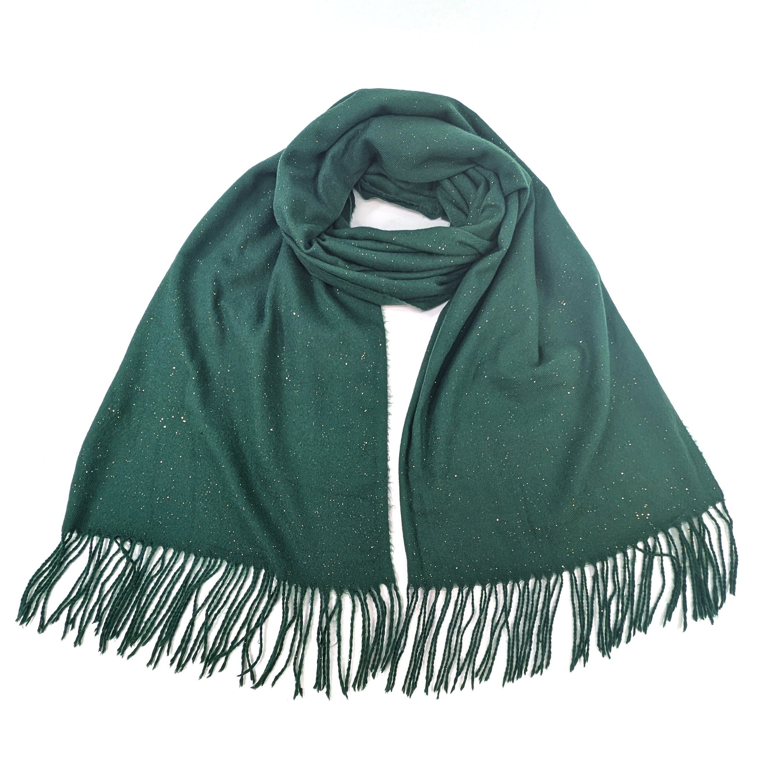 Sciarpa pashmina Petra scintillante (70x180cm) - Verde scuro