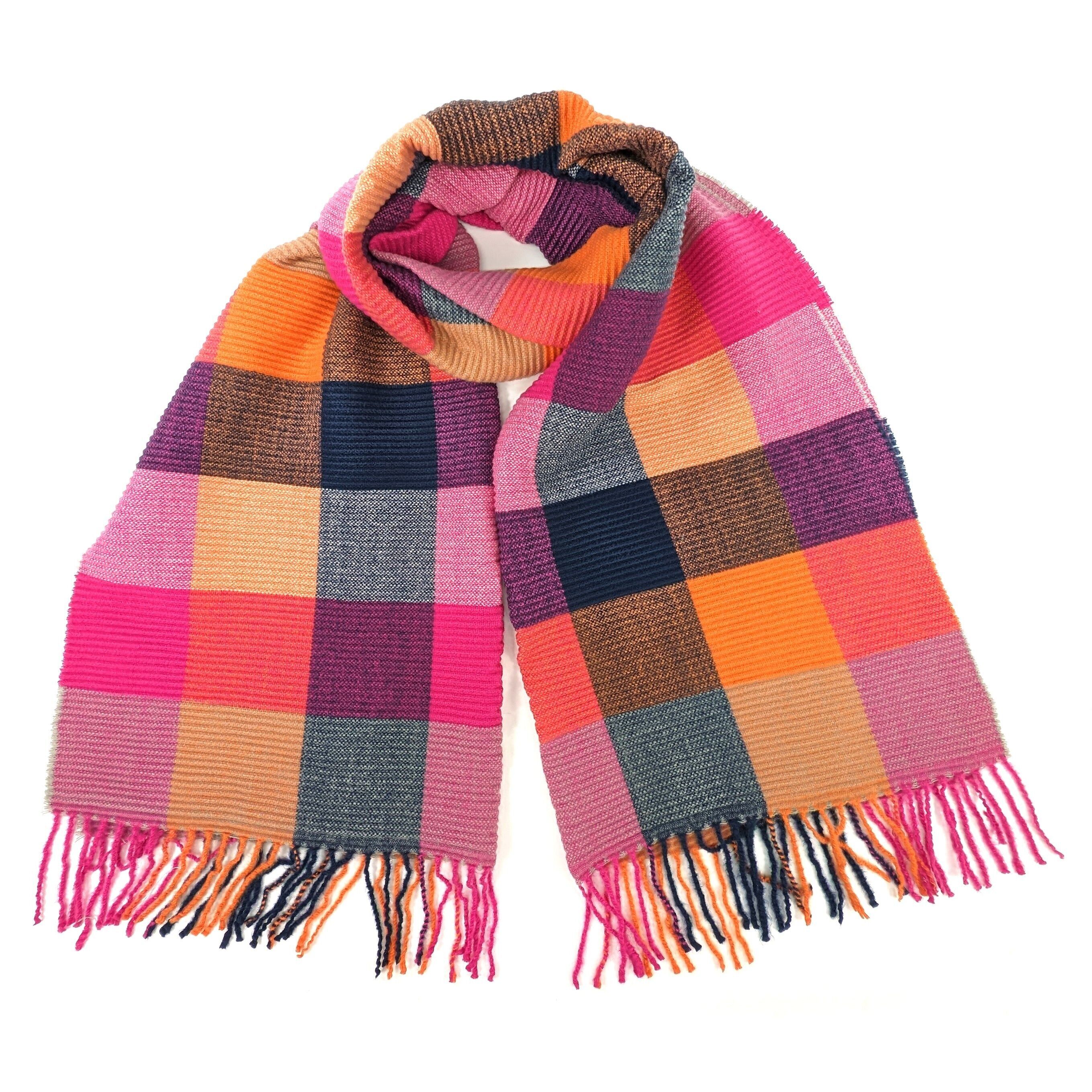 Podvis - Sciarpa a quadri stropicciati (65x180cm) - Rosa