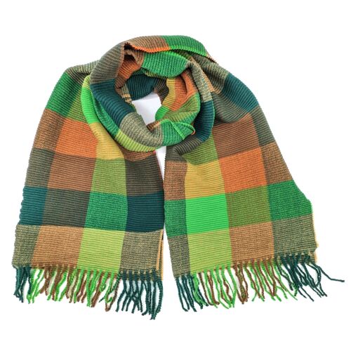 Podvis - Crinkle Squares Scarf (65x180cm) - Greens