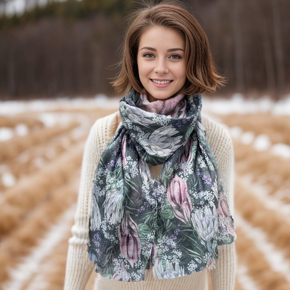 Sciarpa invernale Protea (70x180cm) - Design esclusivo - Visone