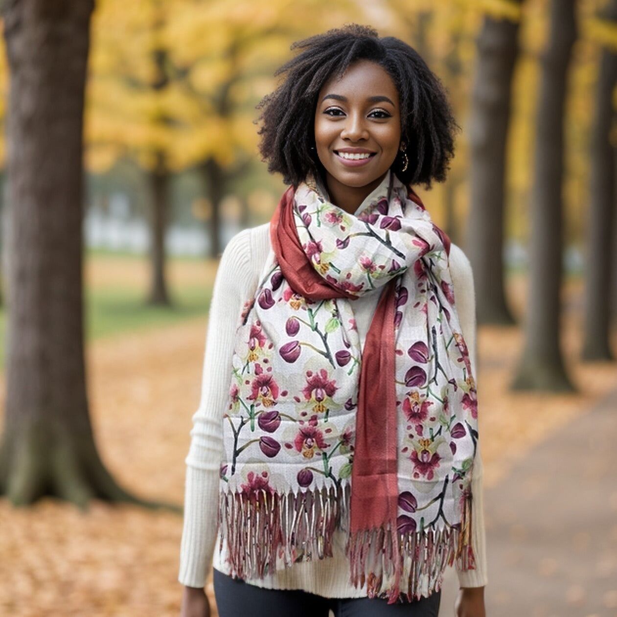 Sciarpa Pashmina Orchid Flower (70x180cm) - Design esclusivo - Gelso