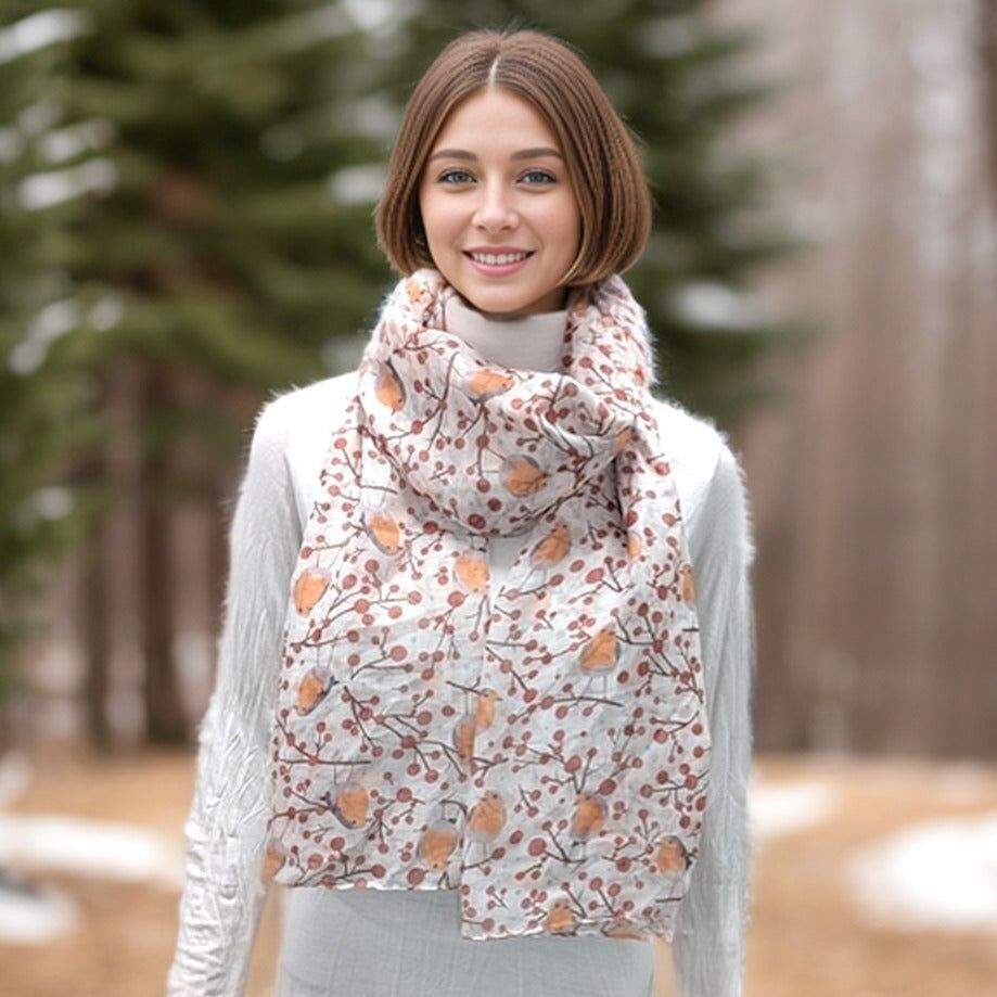 Sciarpa Red Berry Robin (70x180cm) - Design esclusivo