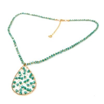Collier en cristal en forme de larme - Bleu