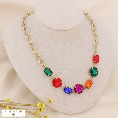 Collar de perlas de cristal barroco con cadena de acero inoxidable. 0123530