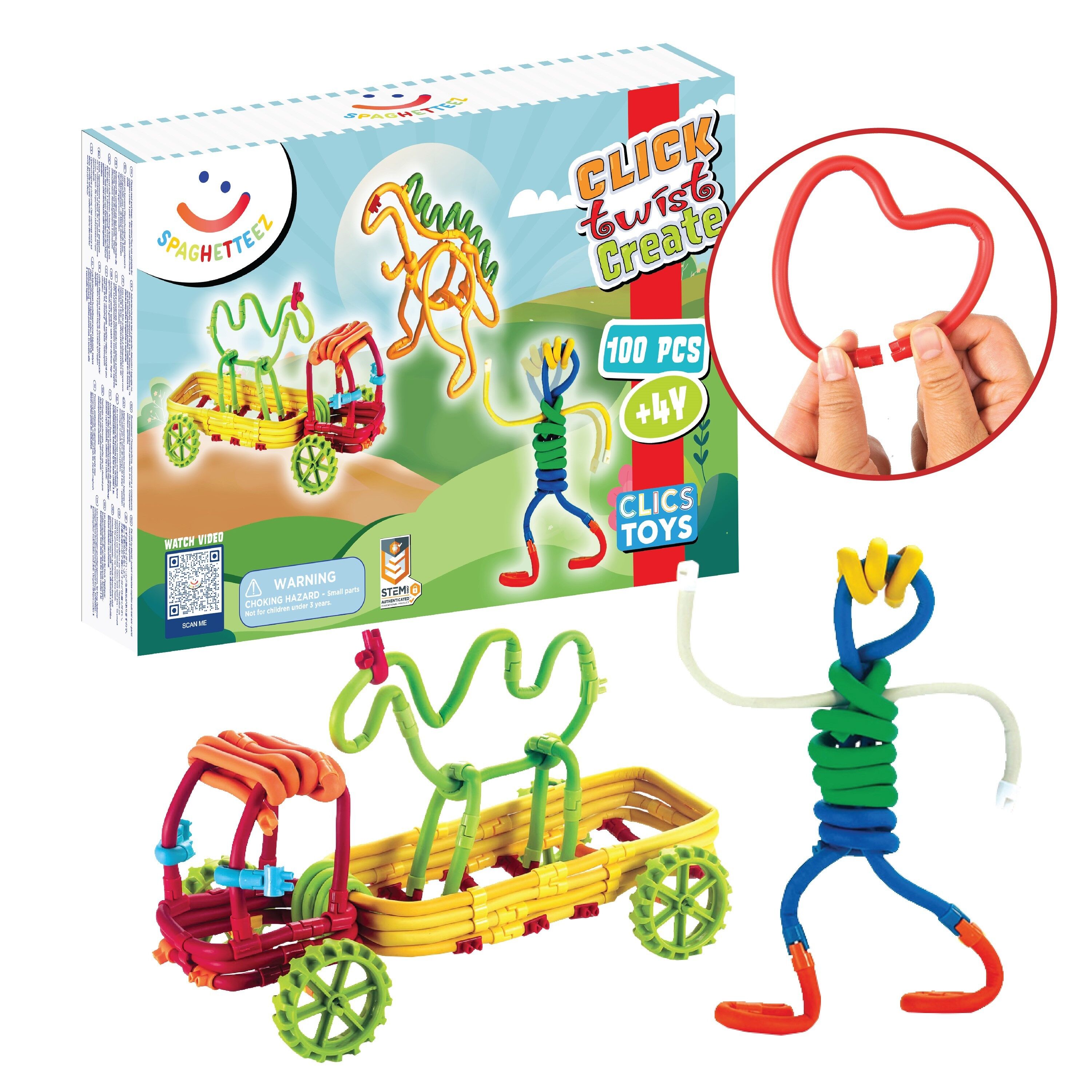 Spaghetteez 100stuks set- flexibele bouwstaafjes - knutselen meisjes jongens