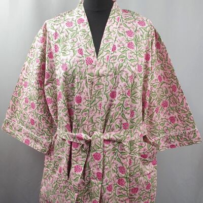 Vestaglia Kimono in Cotone - Rose Rosa