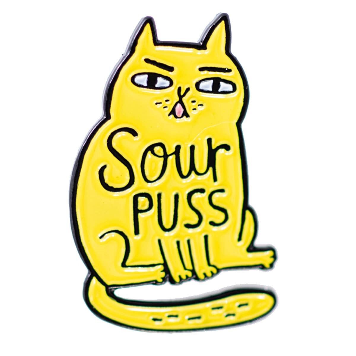 '4206 Sourpuss Katze Emaille Pin