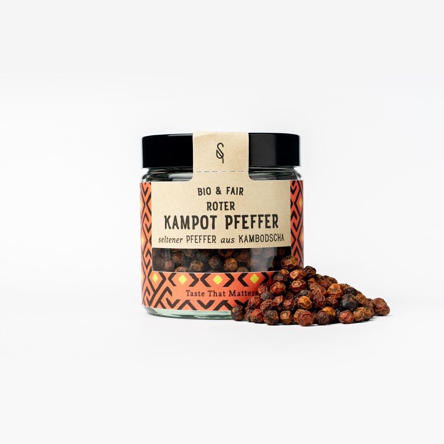 Pepe Kampot rosso intero biologico vaso da 120 ml