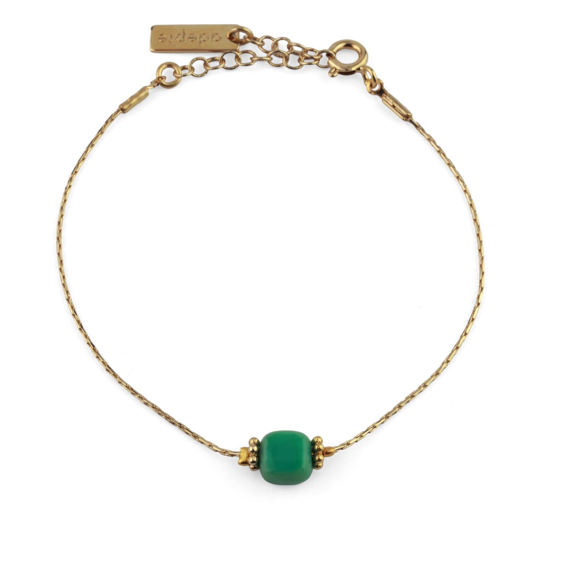 Bracciale a catena in agata con pietra verde