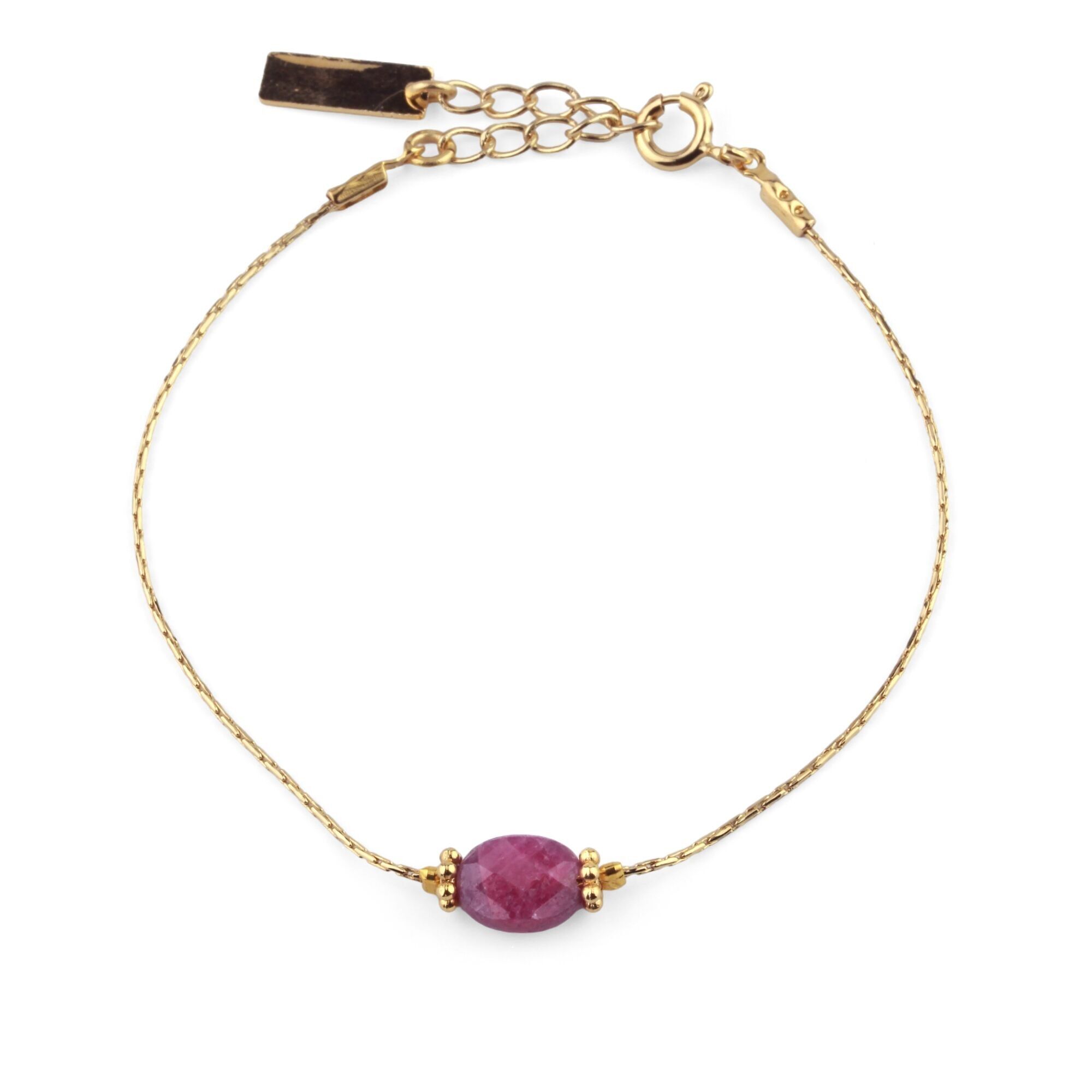 Bracciale a catena con pietra di rubino rosa