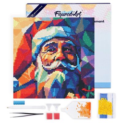 Mini Diamond Painting 25x25 cm con cornice - Poligono di Babbo Natale