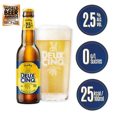 Bière Citron Légère Sans Sucres 2,5% - Deux Cinq