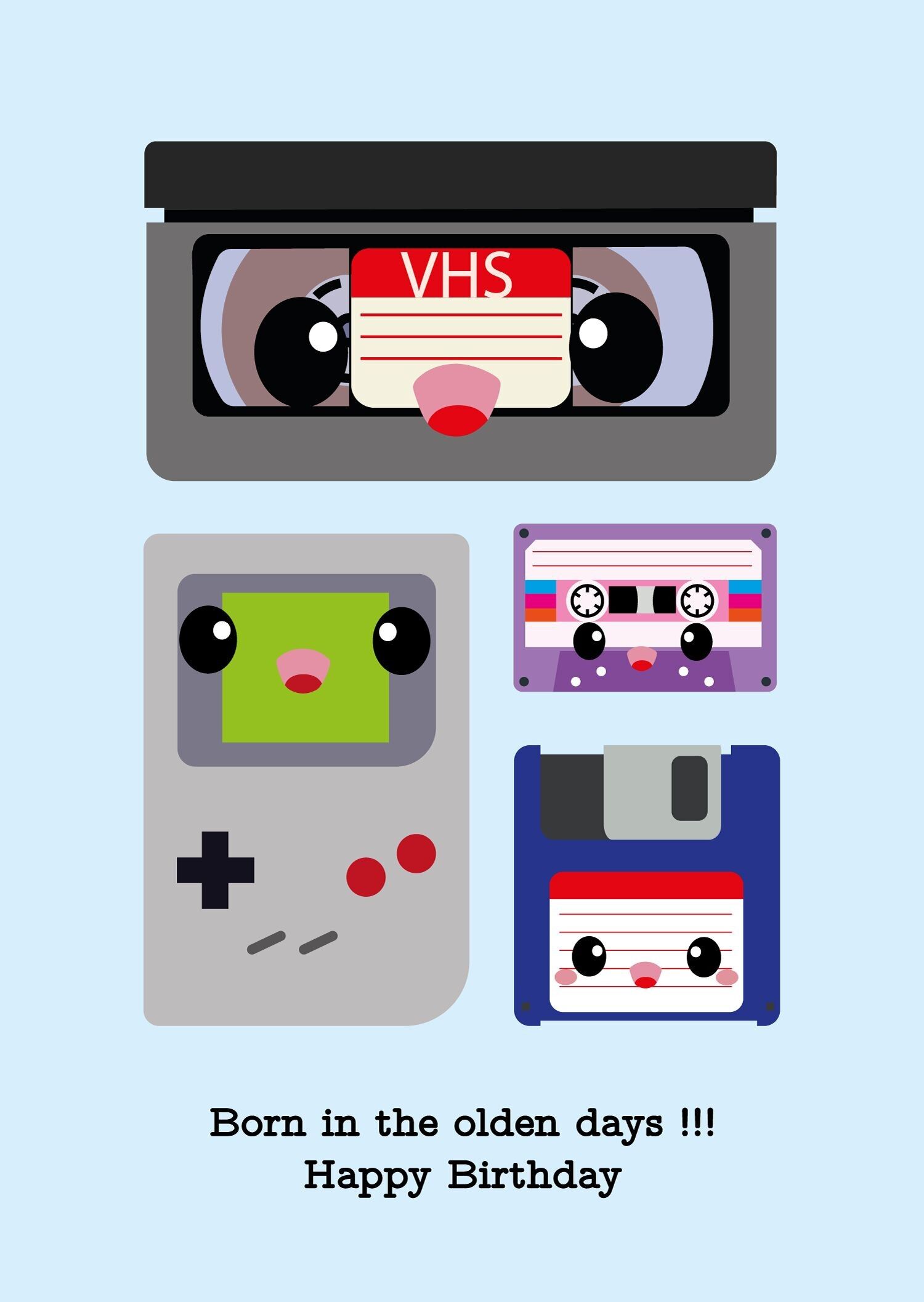 Geboren in den alten Tagen VHS-Band, Diskette und Kassette