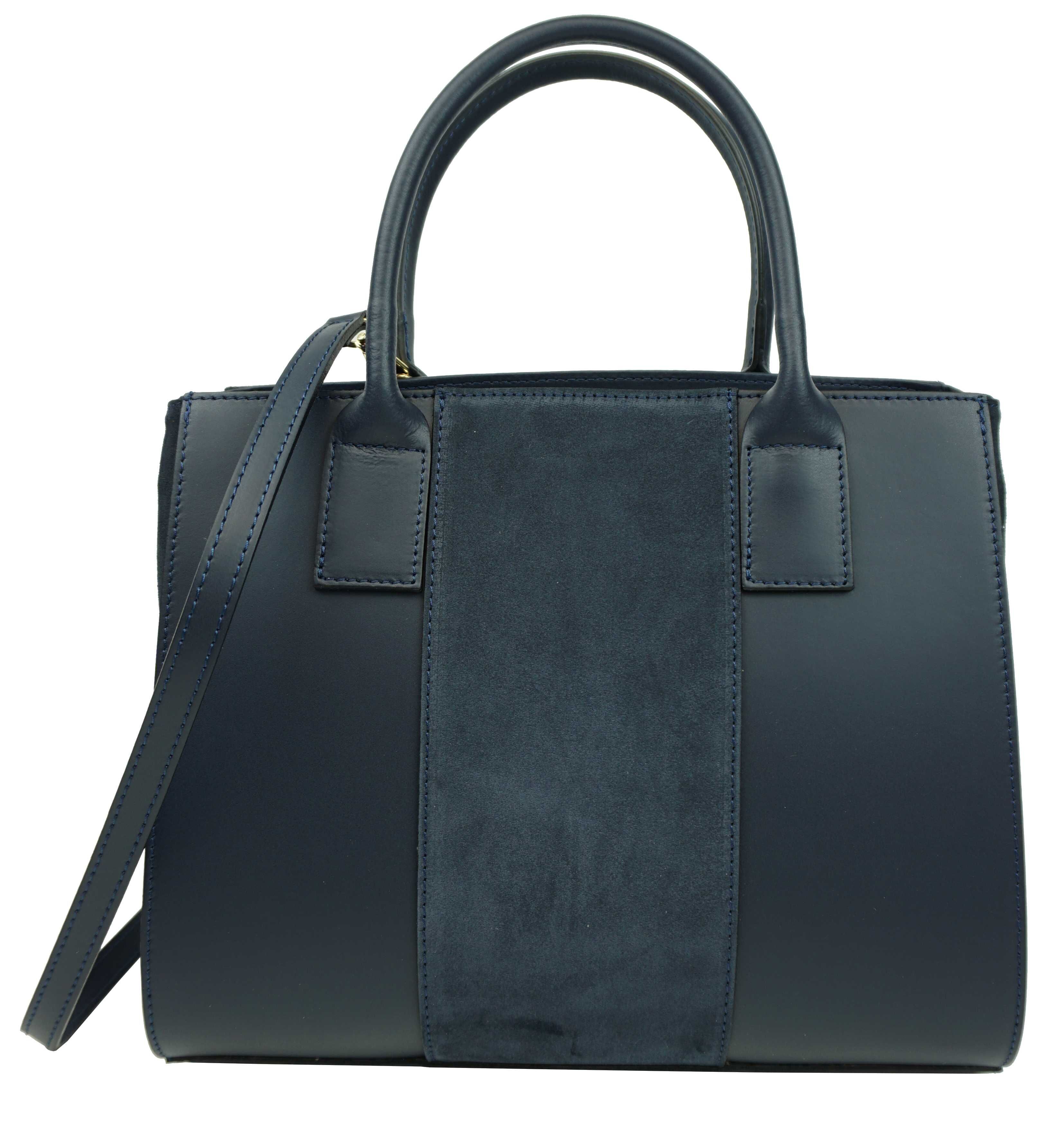 Leather handbag with suede strips 62004 Lou