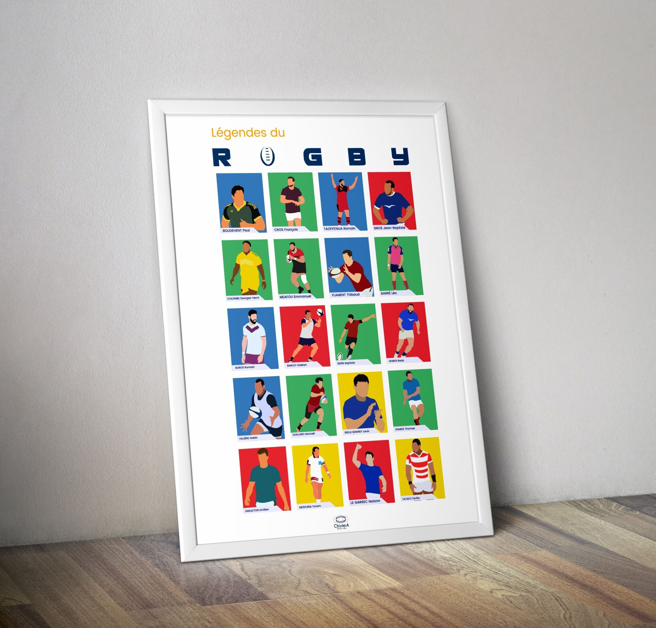 Cartel POP ART leyendas del rugby francés.