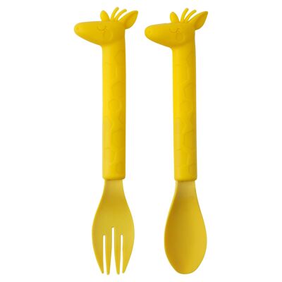 Giraffe Spoon & Fork Set%#