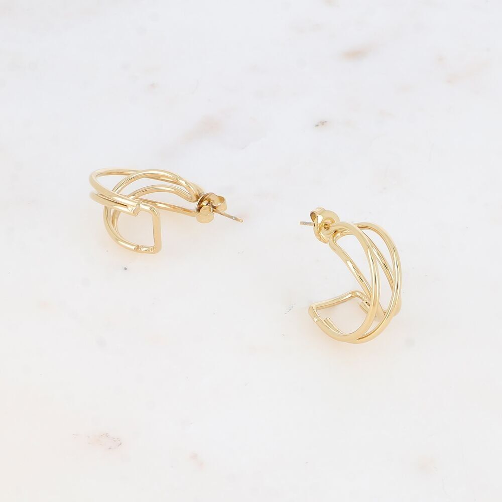 Orecchini a cerchio - doppio anello incrociato 23 mm