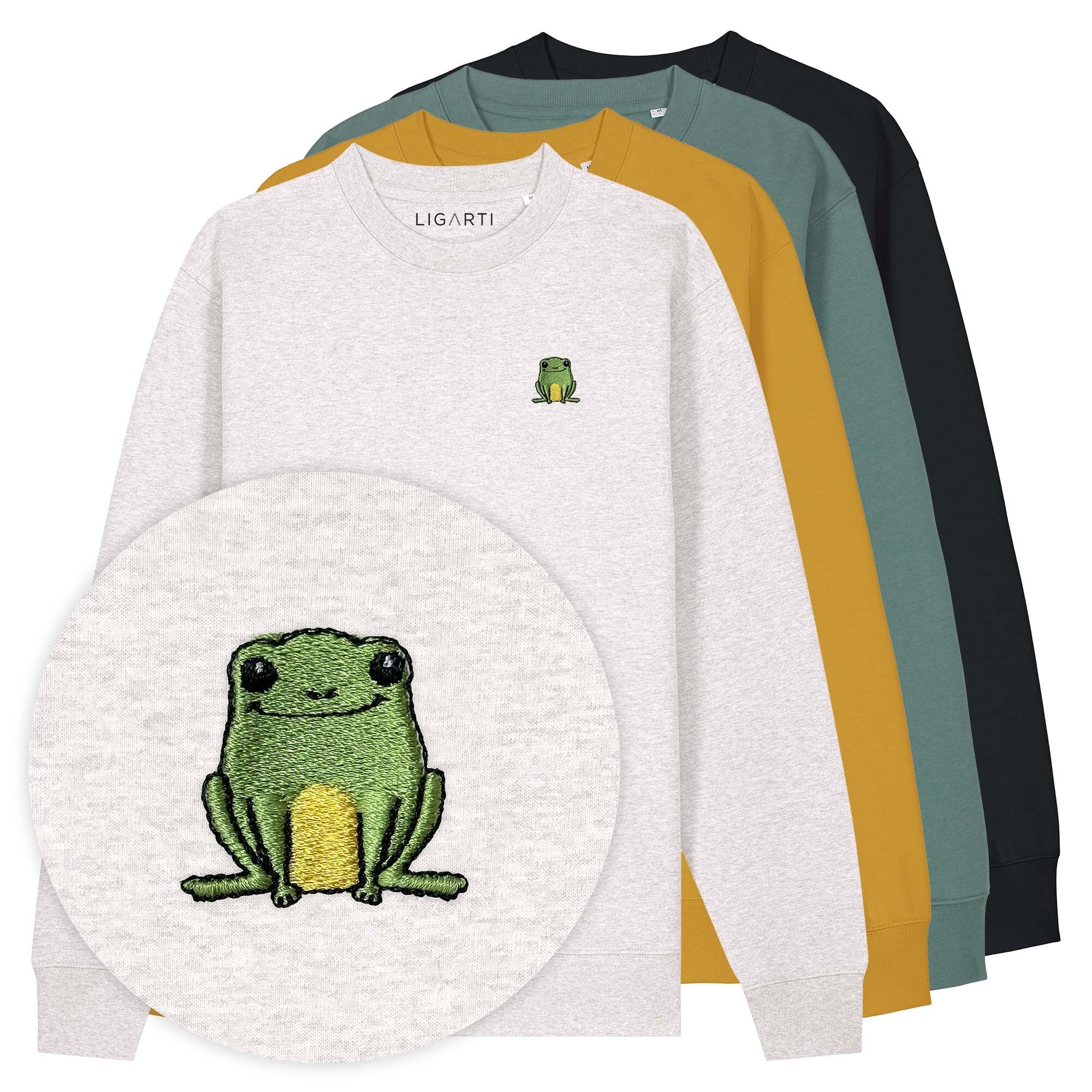 Bestickter Pullover – Nils der Frosch