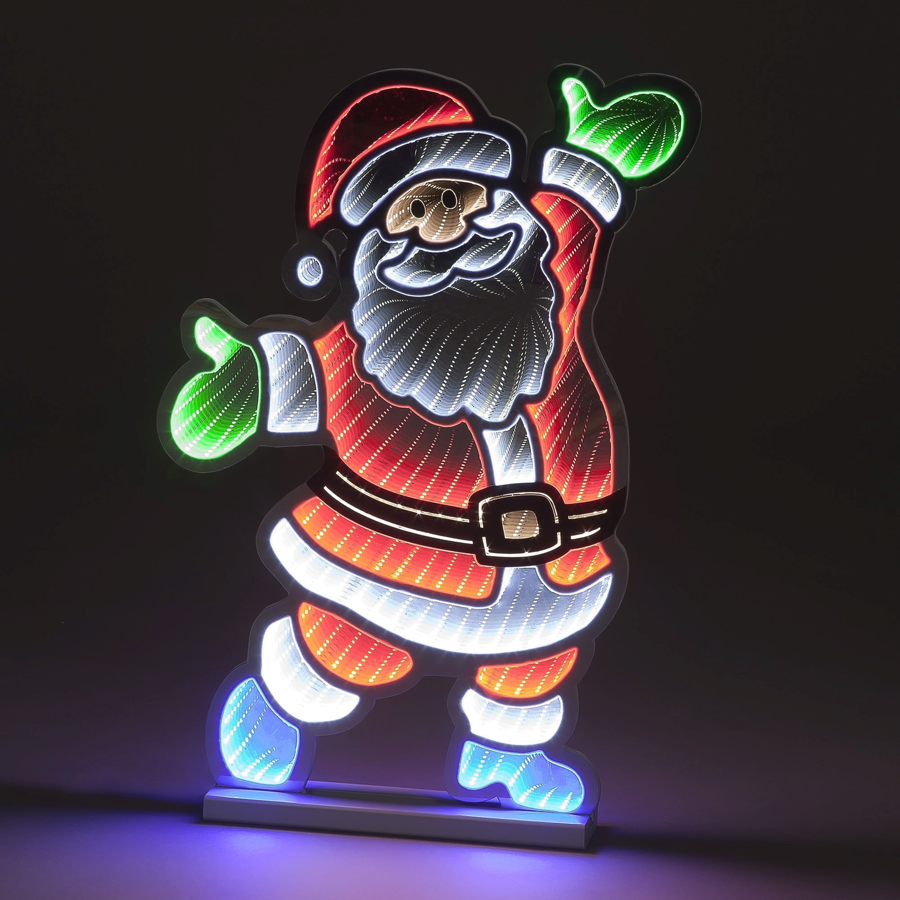 Decorazione natalizia a forma di Babbo Natale con luci in piedi Infinity da 60 cm