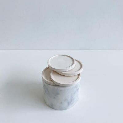 Small Concrete Round Coaster Set White