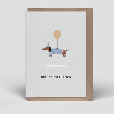 Tarjeta plegable - tarjeta de cumpleaños - perro salchicha - No. 254