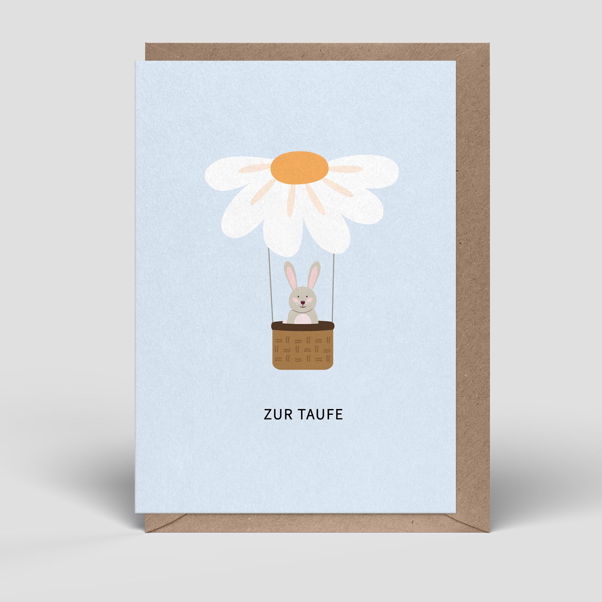 Biglietto pieghevole - biglietto per battesimo - coniglietto in palloncino - N. 276