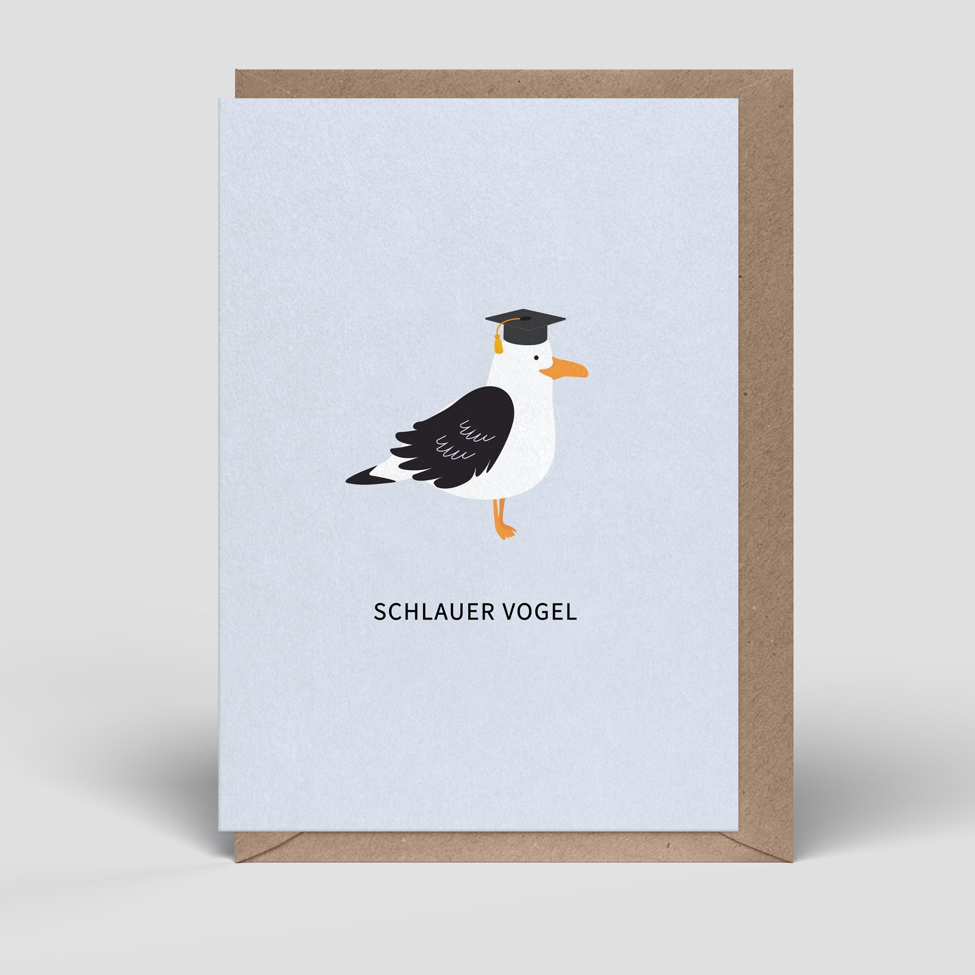 Biglietto pieghevole - Congratulazioni per la laurea - Uccellino intelligente - N. 281