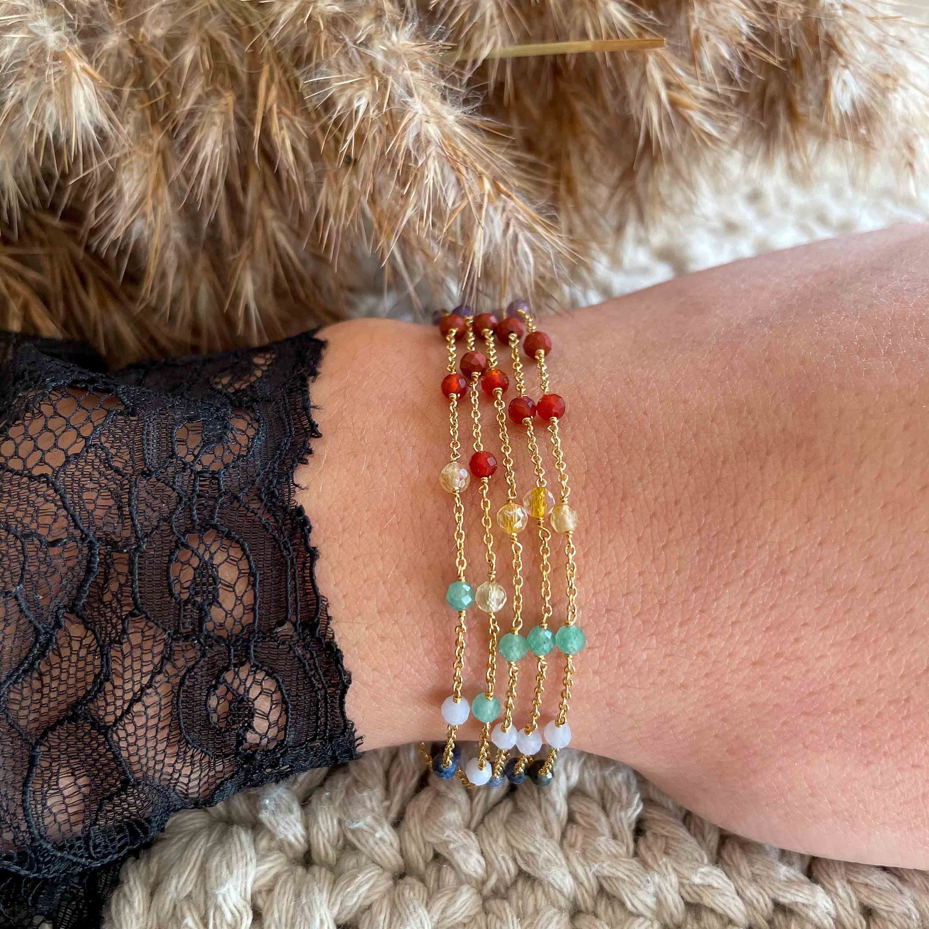 Collana con polsino multigiro Pietre naturali Sette Chakra