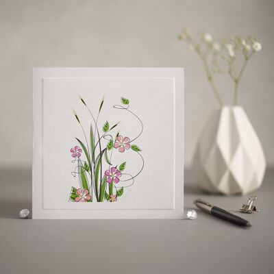 Pink and Purple Floral Greetings Card