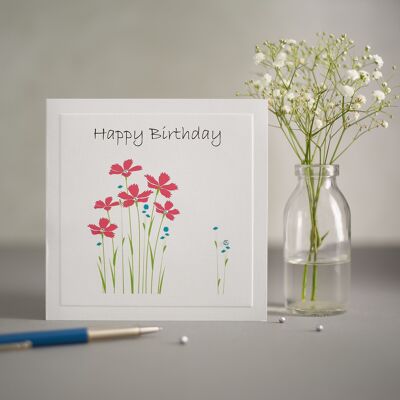 Carnations 'Happy Birthday' Greetings Card.