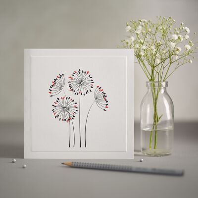 Black and red Dandelions Greeting Card