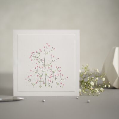 Pink Floral Greeting Card - handfinished with crystals