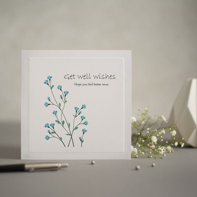 Blue Floral Best Wishes Greetings Card