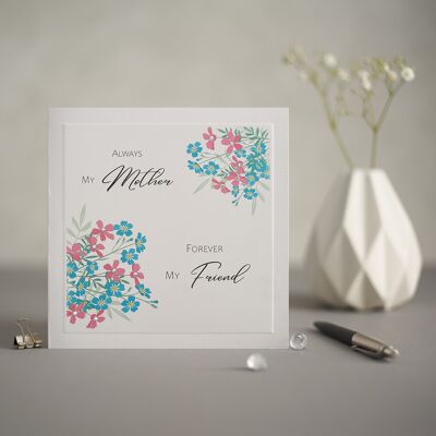 Pink and Blue Bouquet 'Mother' Greetings Card