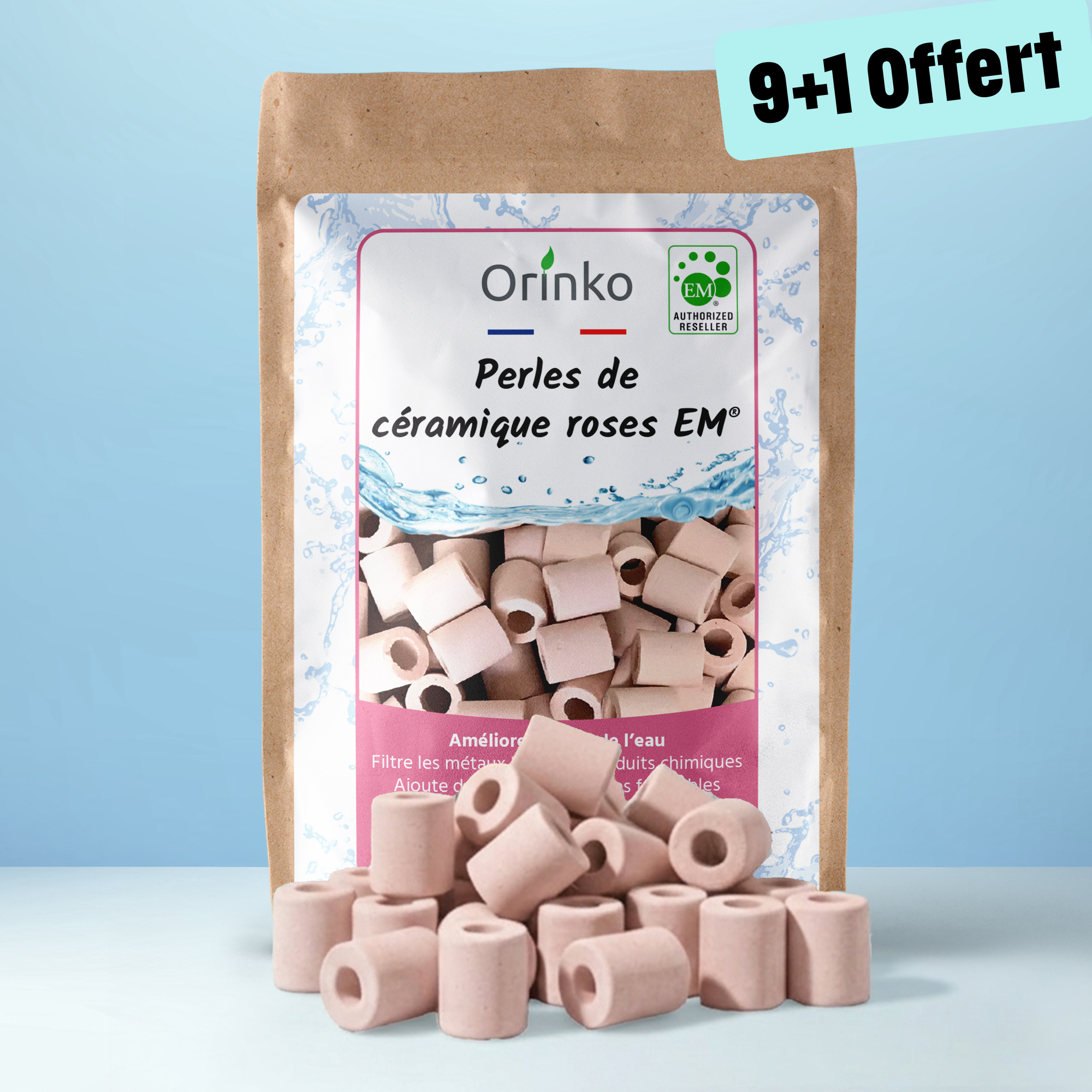 9+1 OFFERT : 15 Perles de Céramique EM ROSES - Améliorent la Qualité de l’Eau - Réduisent Les Dépôts Calcaires - Parfaites pour Une Carafe, Bouteille, Gourde