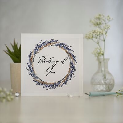 Purple Floral Wreath Sympathy Greetings Card