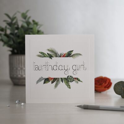 Tropical Flowers Birthday Greetings Card