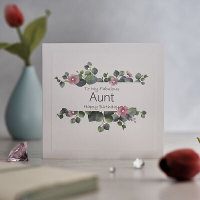 Pink Floral Aunt Birthday Greetings Card