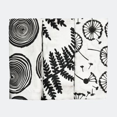 3-pack plant print sensory muslins