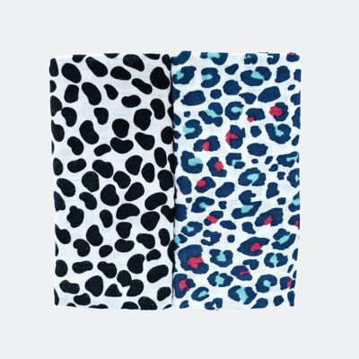 2-pack animal print sensory muslin