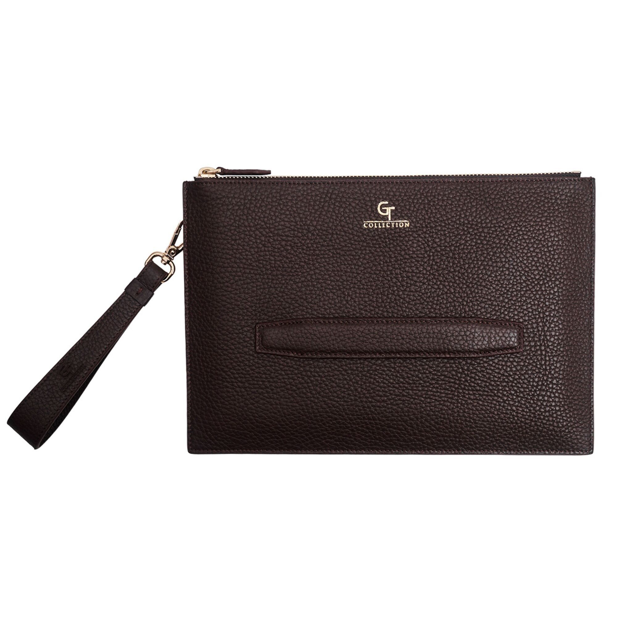 Sac à main en cuir pour homme - Marron avec détails dorés