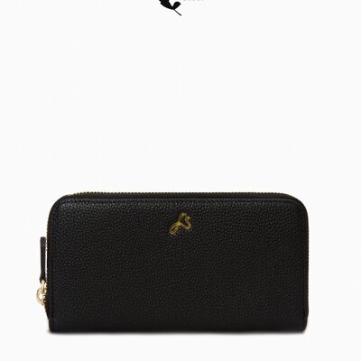 Monedero de piel sostenible Etta de color negro