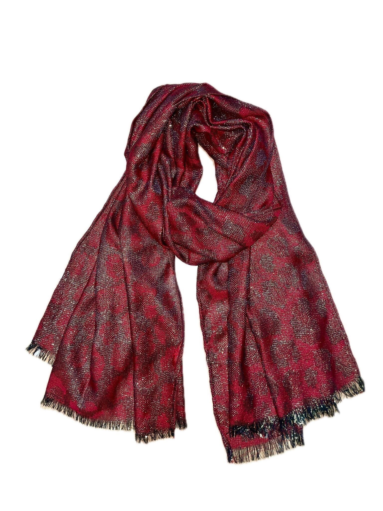 Abendschal mit Leopardenmuster und Goldfaden