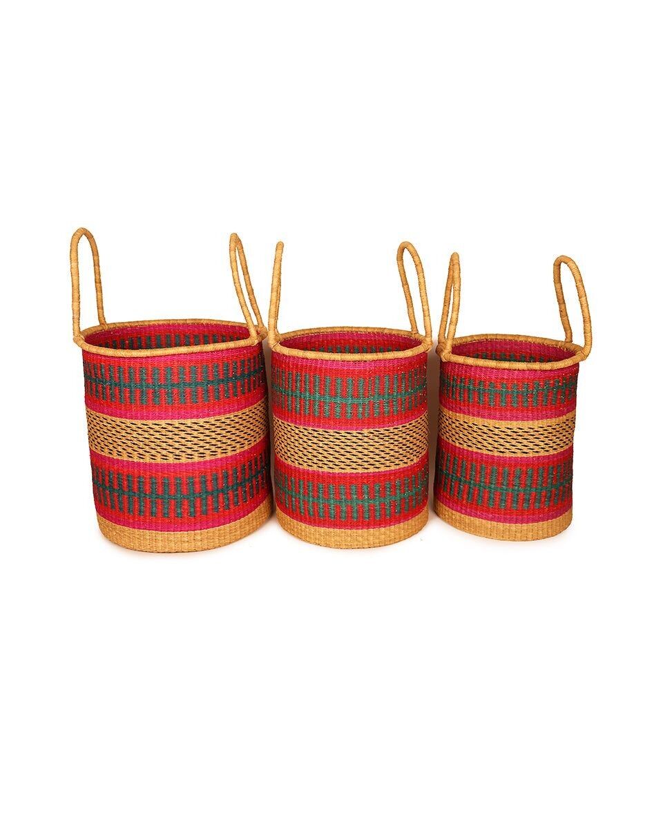 KOMLA: Cesto portabiancheria rosa, rosso e blu