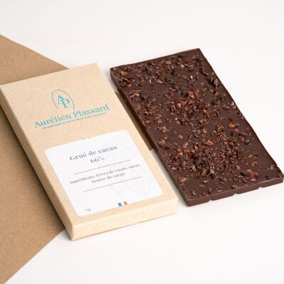 66% dark chocolate bar with cocoa nibs