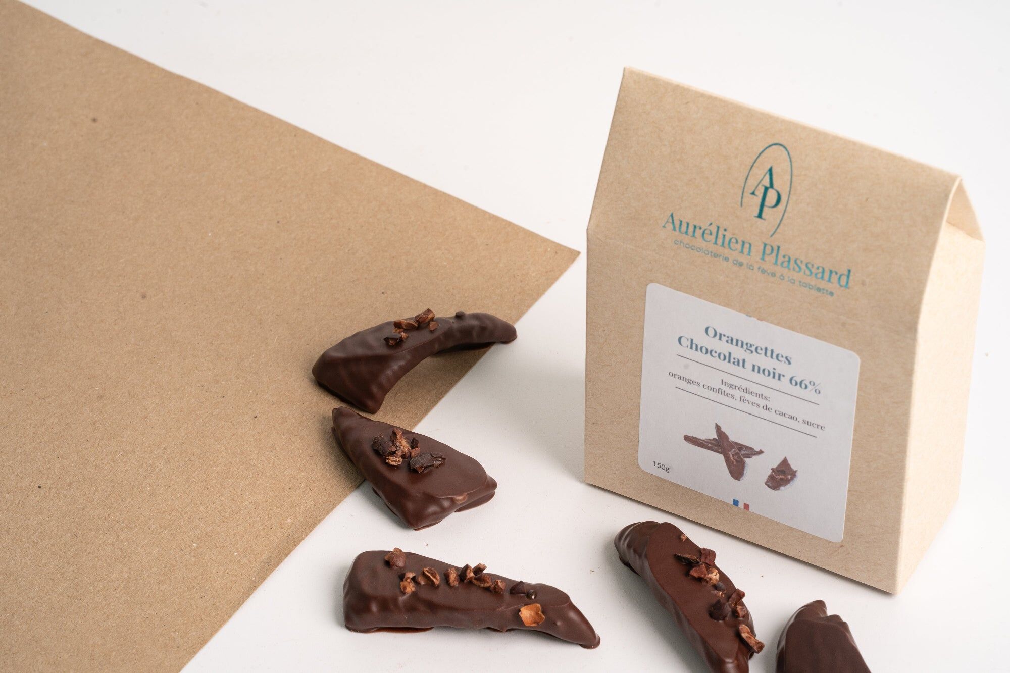dark chocolate candied orange peels (66% cocoa)
