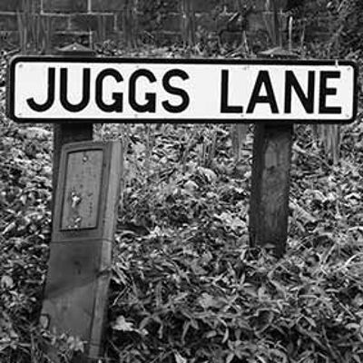 Tarjeta de felicitación - señal de carretera Juggs Lane