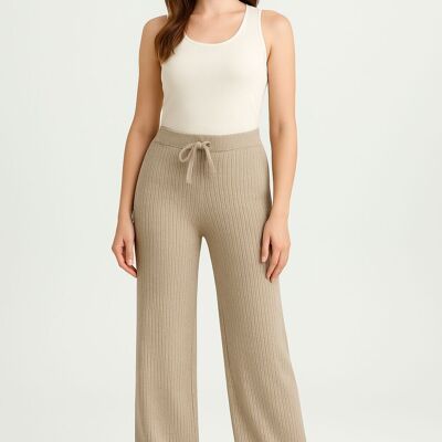 Pantalones anchos de pierna con diseño de punto Dash de primera calidad con cordones y cintura elástica