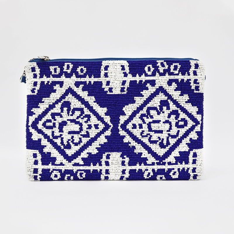 Borsa con chiusura Karwar blu e bianca