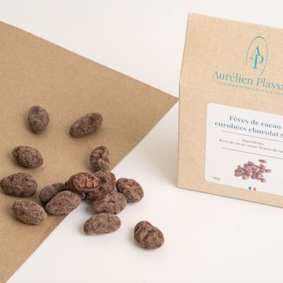 Cocoa beans coated with 66% chocolate